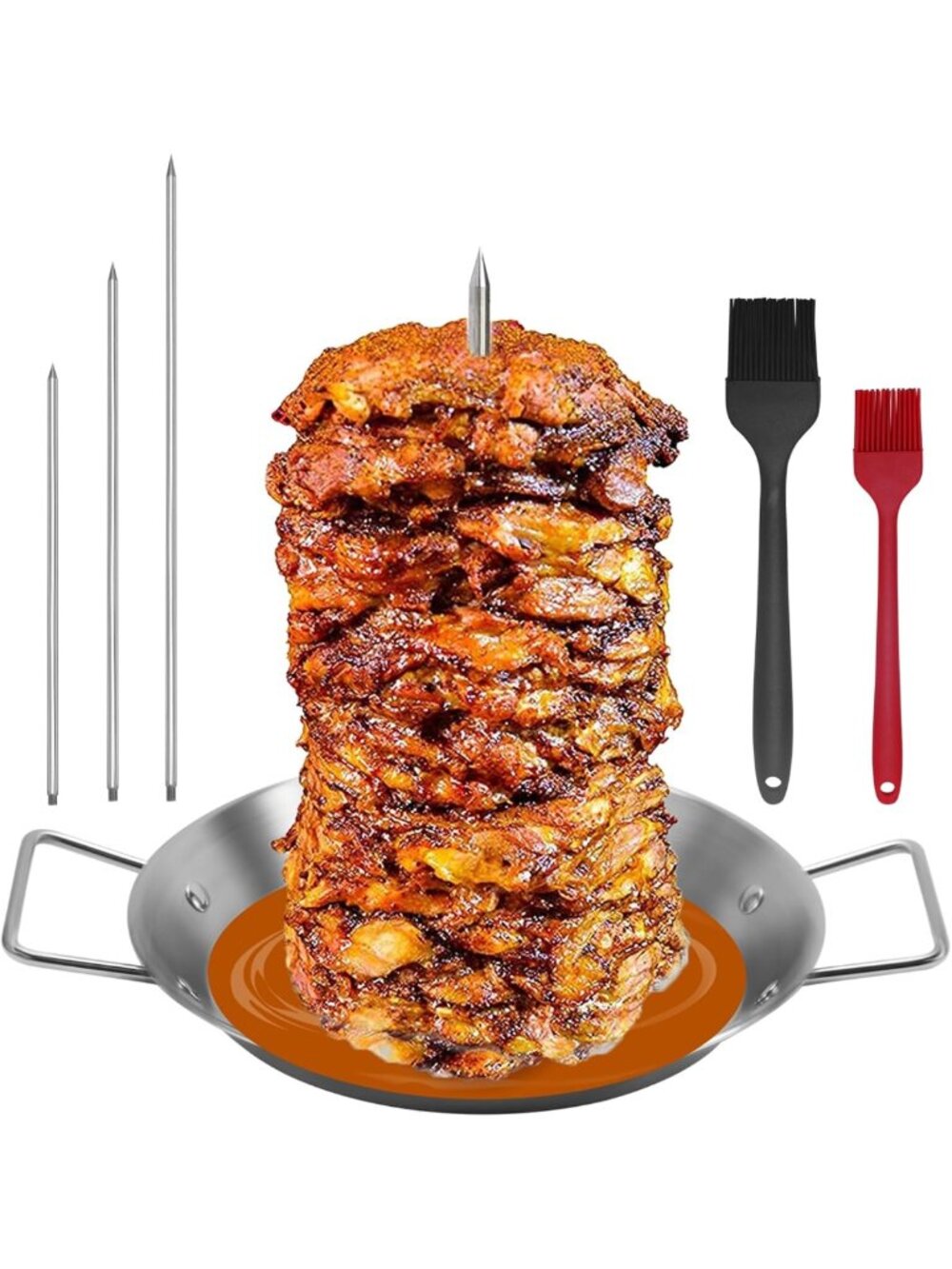 Stainless Steel Vertical Skewers for Grill - Perfect for Tacos, Shawarma & BBQ